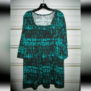 1X/2X Womens 22/24 Plus Size Green/black long tunic top